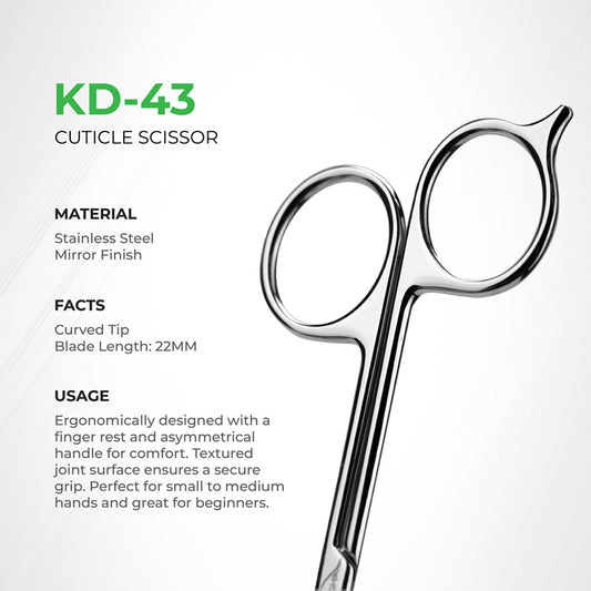 NGHIA EXPORT Cuticle Scissors - KD-43 (Stainless Steel)
