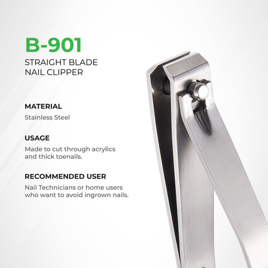 Straight Blade Large Nail Clipper - B-901 (Stainless Steel)
