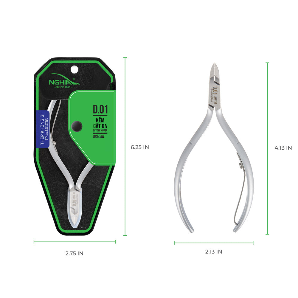 Cuticle Nipper - D-01 (Stainless Steel) – Nghia Nippers USA
