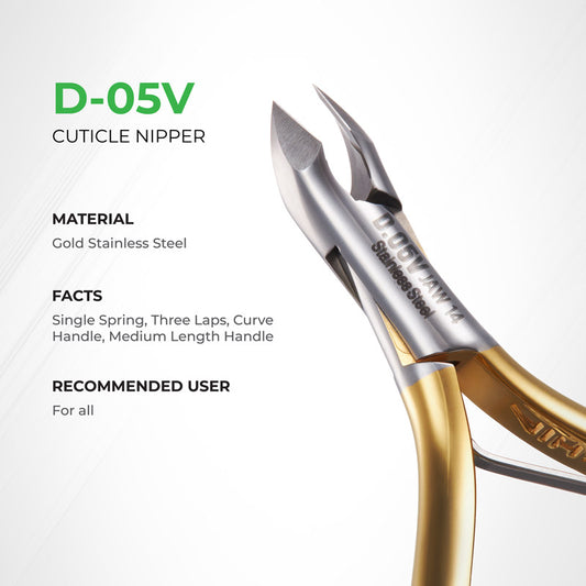 GOLD Premium Cuticle Nipper - D-05V (Stainless Steel)