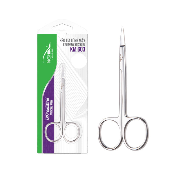 Straight Eyebrow Scissors - KM-603 (Stainless Steel)