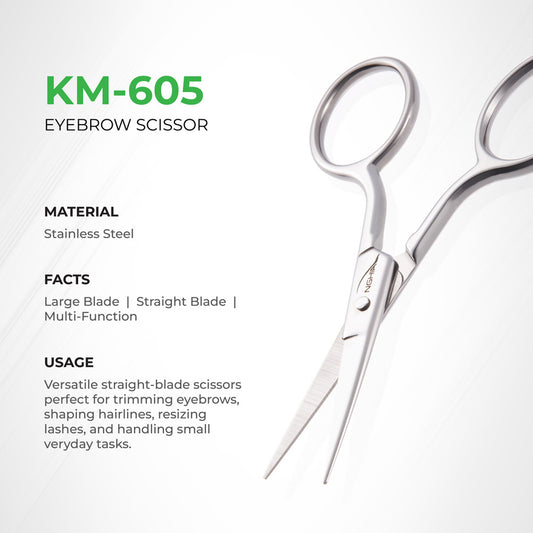 Large Blade Eyebrow Scissors - KM-605 (Stainless Steel)