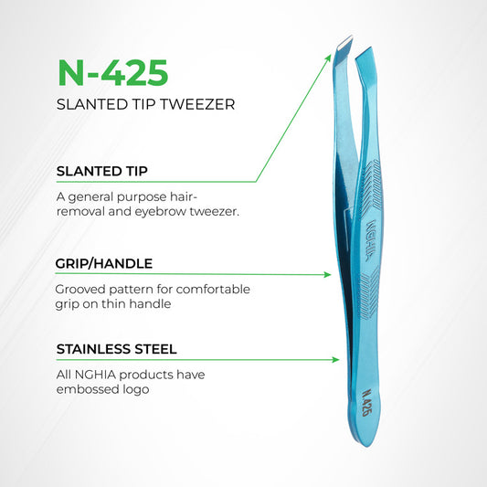 Colorful Slanted Tips Tweezers - N-425 (Stainless Steel)